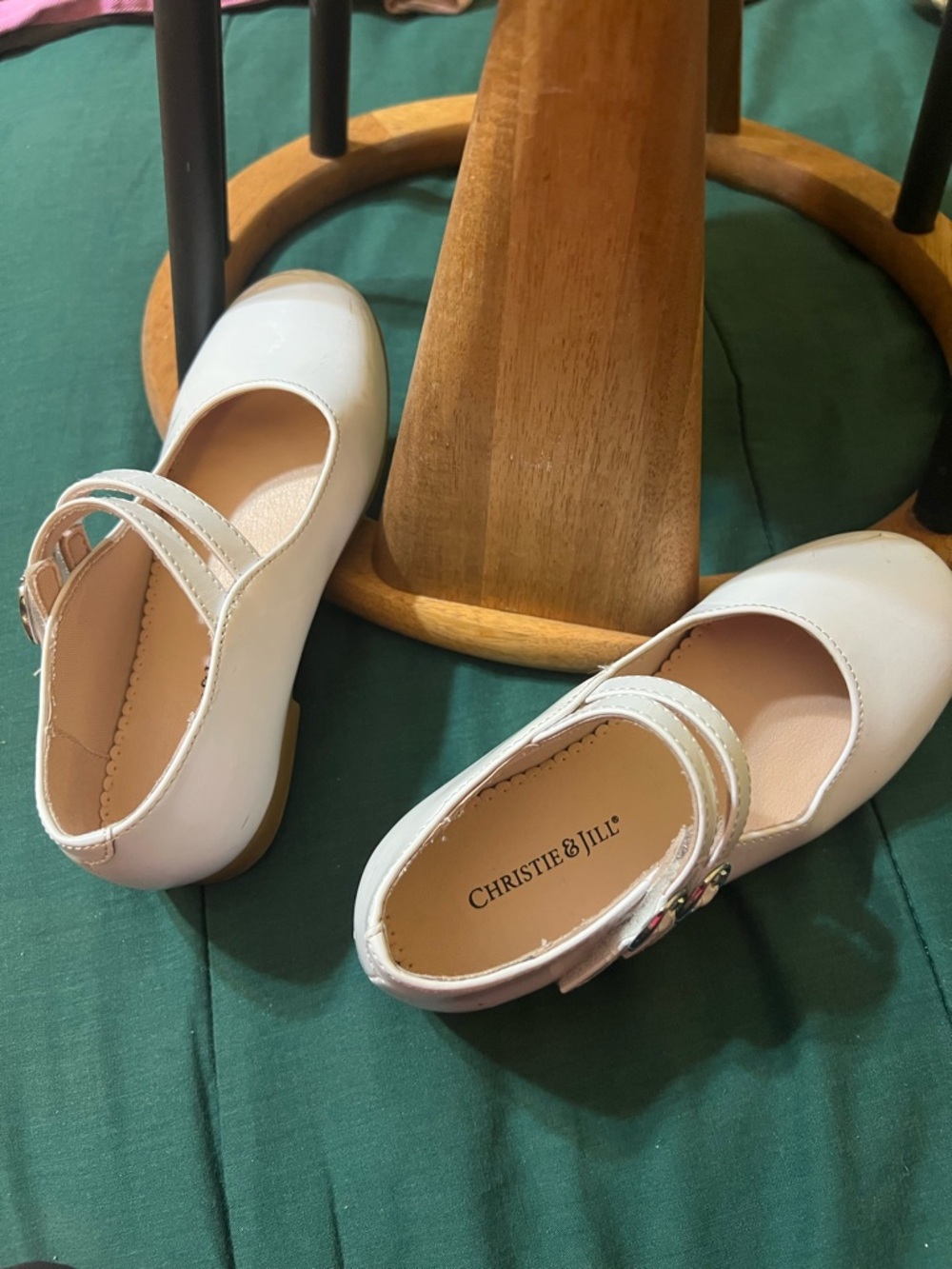 Christie & Jill White Girls' Double-Strap Mary Jane Dress Shoes